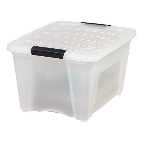 IRIS USA TB-28 32 Quart Stack & Pull Box, Multi-Purpose Storage Bin, 6 Pack, Pearl