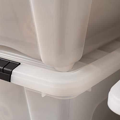 IRIS USA TB-28 32 Quart Stack & Pull Box, Multi-Purpose Storage Bin, 6 Pack, Pearl