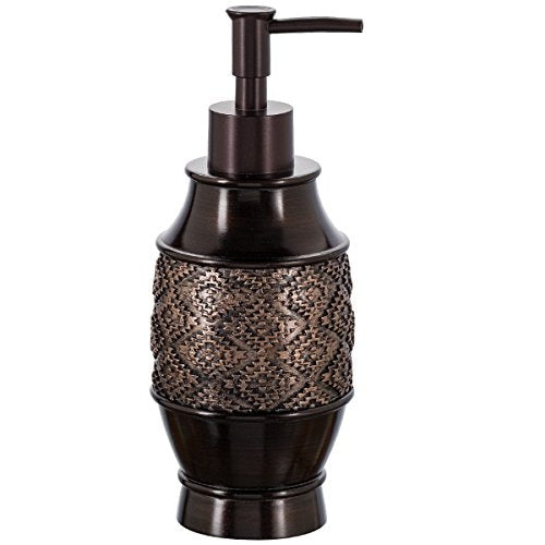 Creative Scents Dublin 6-Piece Bathroom Accessories Set, Includes Decorative Soap Dispenser, Soap Dish, Tumbler, Toothbrush Holder, Tissue Box Cover and Toilet Bowl Brush (Brown)