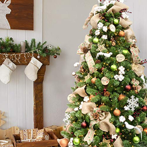 Holiday 7ft Artificial Christmas Tree with Ornaments and Lights Woodland