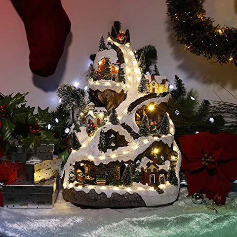 Holiday Animated Winter Wonderland Set with LED Light and Music Festive Christmas Holiday Indoor Decor for Home