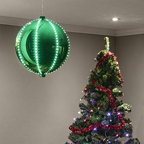Holiday Hanging Christmas Ball Ornament with Chasing LED Lights