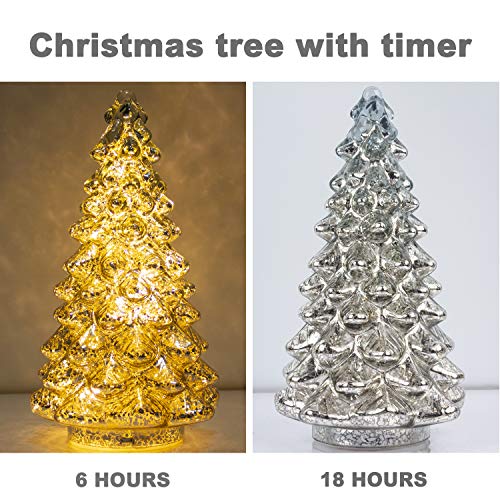 Christmas Tree Figurine with Timer Set of 3 Holiday Mercury Glass Christmas Decoration