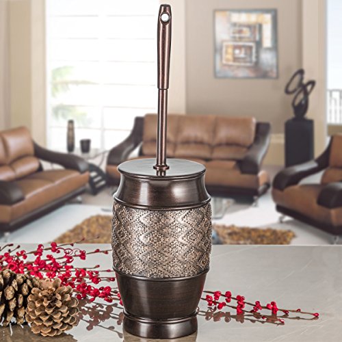 Creative Scents Dublin 6-Piece Bathroom Accessories Set, Includes Decorative Soap Dispenser, Soap Dish, Tumbler, Toothbrush Holder, Tissue Box Cover and Toilet Bowl Brush (Brown)