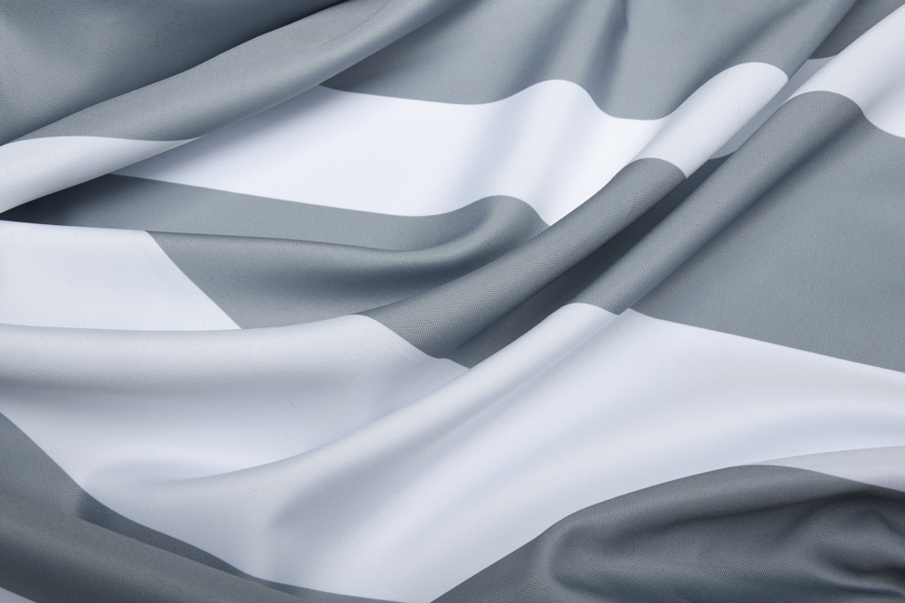 Gray and White Boho Fringe Shower Curtain