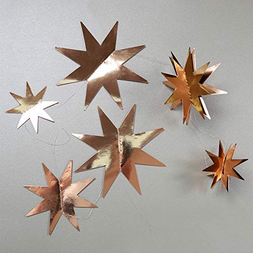Holiday 3D Champagne Gold Star Garland and Twinkle Little Star Cutout Hanging Decoration