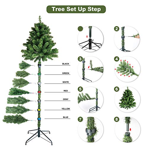 Holiday 7ft Artificial Christmas Tree with Ornaments and Lights Woodland