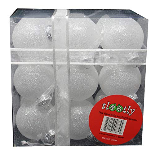 Sleetly Luxury White Ornaments, Snowball, 2.36 inch, Set of 54