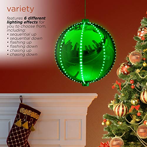 Holiday Hanging Christmas Ball Ornament with Chasing LED Lights