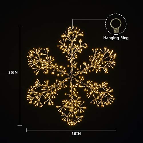 Holiday Led Starburst Snowflake Light, Twinkle and Warm White Lights, Silver Finish
