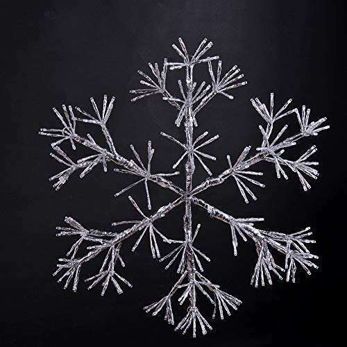 Holiday Led Starburst Snowflake Light, Twinkle and Warm White Lights, Silver Finish