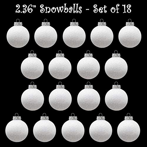 Sleetly Luxury White Ornaments, Snowball, 2.36 inch, Set of 54
