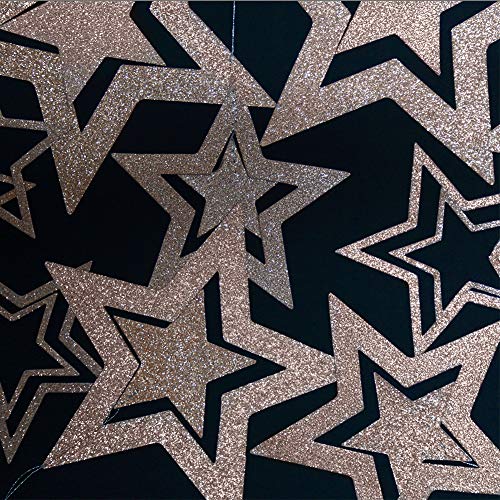 Holiday 3D Champagne Gold Star Garland and Twinkle Little Star Cutout Hanging Decoration