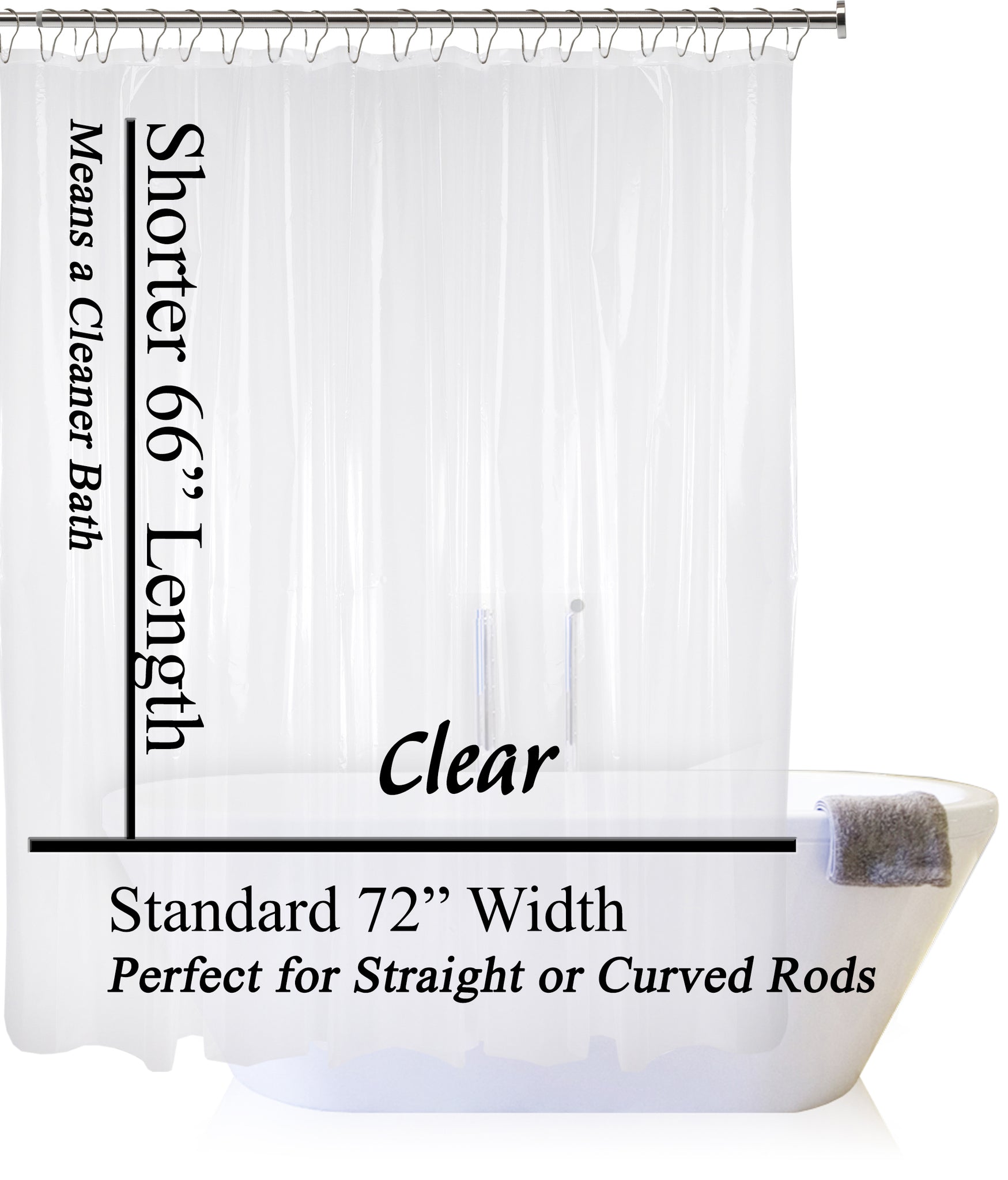 Short Cut Shower Liner Shorter Length Means A Cleaner Bath Rotator Rod